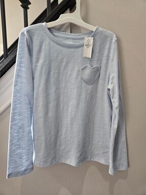 Old Navy Girls' Light Blue Heart Applique Long-Sleeve Tee